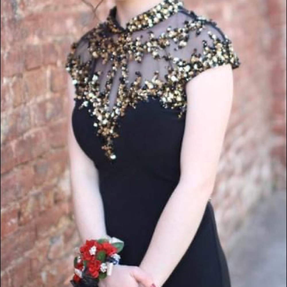 Black and Gold Prom Dress